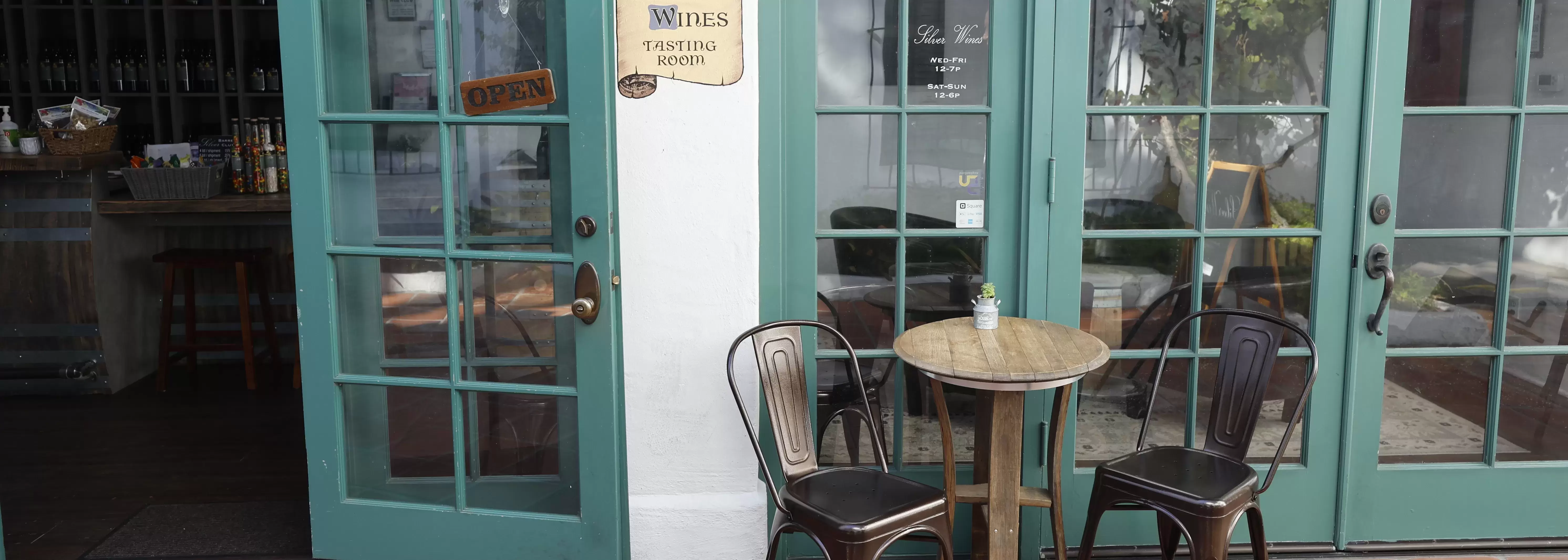 Table outside the tasting room